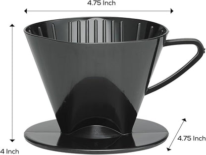 Fino Pour-Over Coffee Brewing Filter Cone, Number 2-Size, Black, Brews 2 to 6-Cups