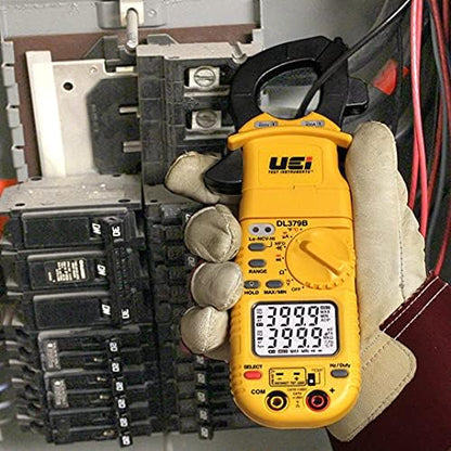UEi DL379B Digital Clamp Meter Auto Ranging, HVAC Current Voltage Tester w/Magnetic Mount, Measures AC Amps AC/DC Volts Temperature Capacitance Frequency Diodes Duty Cycle Continuity Resistance NCV