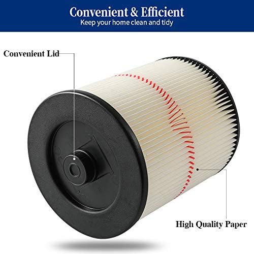 2 Pack Red Stripe Cartridge Filter Compatible with Craftsman 17816 9-17816 Wet Dry Vac fit 5 Gallon and Larger Vacuum Cleaner