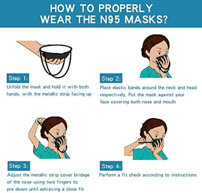 N95 Masks for Adults - NIOSH-Approved Individually Wrapped Reusable N95 Face Masks- 95% Filtration for Easy Breathing