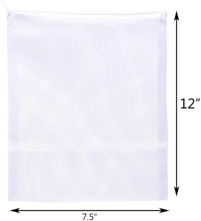 JIHAQUA Aquarium Filter Bags Large - Reusable Fish Tank Filter Media Mesh Bags with Plastic Zipper (7.5 x 12 inch (6 Pack))