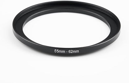 55mm to 62mm Step-Up Ring Filter Adapter,for All Brands UV ND CPL, Metal Ring Step-Up Rings Adapter Filter (55mm-62mm)
