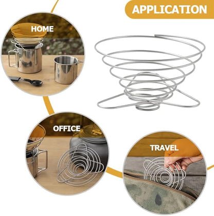 Cabilock Foldable Stainless Steel Coffee Filter Dripper Portable Cone Funnel Reusable Accessory Compact Coffee Maker Filter for Daily Household Use