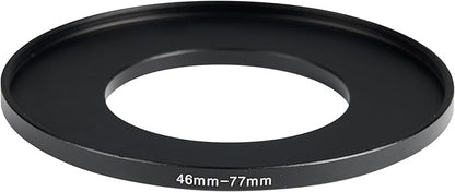 46-77mm Metal Step-Up Ring Adapter Compatible with Mirrorless Cameras DSLR Lens, UV CPL ND Filter Thread Converter, Black