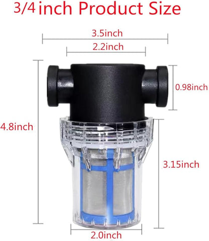Sediment Filter - 3/4 Female Thread Inline Strainer for Garden Hose, Pressure Washer, RV with 100 Mesh Screen Water Pump Strainer