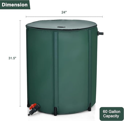 Goplus 60 Gallon Collapsible Rain Barrel, Portable Rain Barrels to Collect Rainwater from Gutter, Rainwater Collection System, Water Storage Tank Catcher Container with Filter Spigot