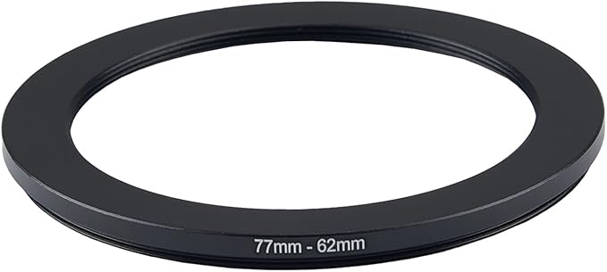 77mm Lens to 62mm Camera Lens Adapter 77mm to 62mm Step Down Ring Adapter Ring for All Brands of UV ND CPL, with Premium Lens Wiping Cloth 2 Pack (77mm-62mm)