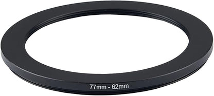 77mm Lens to 62mm Camera Lens Adapter 77mm to 62mm Step Down Ring Adapter Ring for All Brands of UV ND CPL, with Premium Lens Wiping Cloth 2 Pack (77mm-62mm)
