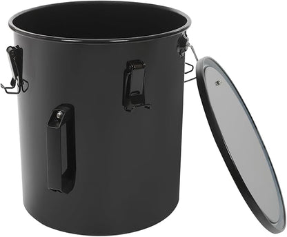 Deep Fryer Oil Storage Container with Filter,6 Gallon Bucket with Lid, Strainer Bag and Handle, Carbon Steel Oil Grease Disposal Container for Deep Fryer Oil Filtering/Storage - Black