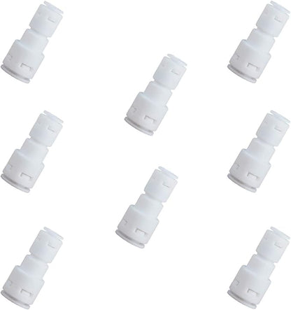 Reducing Straight RO(Reverse Osmosis) Water Filter Union Connector,NSF Certified Plastic Push Fit Quick Connect tube Fittings（1/4" x 3/8" Inch OD coupling）（pack 8）