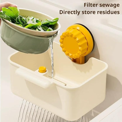 Kitchen Sink Strainer Drainer Basket with Suction Cup,Food Waste Filter Basket,Sponge Brush Holder for Kit-chen Home,Efficient Kitchen Waste Management (Green)