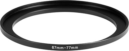 67-77mm Metal Step-Up/Down Ring Adapter Compatible with Mirrorless Cameras DSLR Lens, UV CPL ND Filter Thread Converter, Black