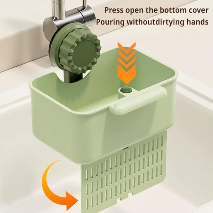 Kitchen Sink Strainer Drainer Basket with Suction Cup,Food Waste Filter Basket,Sponge Brush Holder for Kit-chen Home,Efficient Kitchen Waste Management (Yellow)