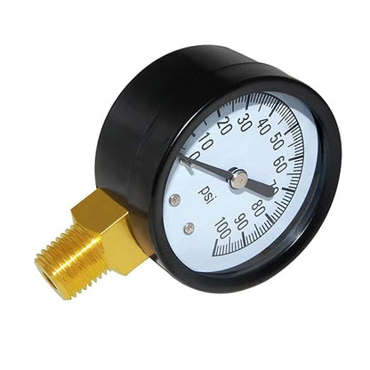 Joywayus Pressure Gauge 0 to 100 PSI Brass 1/4" Male NPT Thread Lower Mount, Multiple Function