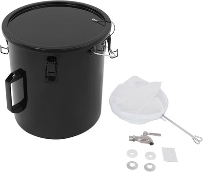 Fryer Oil Container With Filter,6 Gallon Bucket With Lid, Strainer Bag, Faucet and Handle, Carbon Steel Oil Grease Disposal Container For Deep Fryer Oil Filtering/Storage