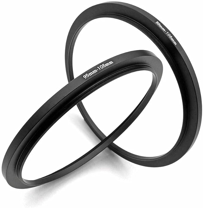 Metal Step Up Ring, 95mm to 105mm 95-105mm Step Rings 2 Pieces Step-Up Lens Adapter Ring for Canon Nikon Sony Camera Lens LingoFoto