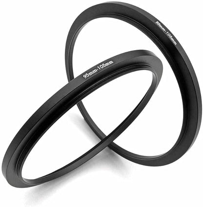 Metal Step Up Ring, 95mm to 105mm 95-105mm Step Rings 2 Pieces Step-Up Lens Adapter Ring for Canon Nikon Sony Camera Lens LingoFoto