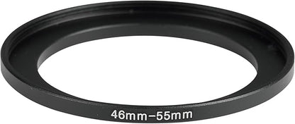 46-55mm Metal Step-Up Ring Adapter Compatible with Mirrorless Cameras DSLR Lens, UV CPL ND Filter Thread Converter, Black