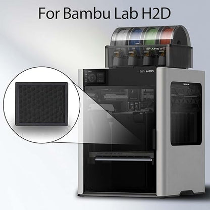 2Pcs H2D/H2S/H2C Air Filter Replacement with HEPA13 & Activated Carbon, 3D Printer Air Filter for Bambu Lab H2D/H2S/H2C, Reduce VOCs, PM2.5, UFP& Odors, Plug-and-Play Upgrade
