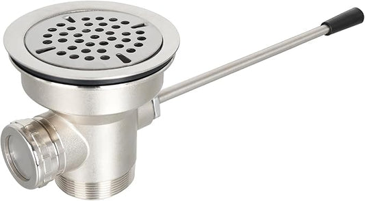 3-1/2 Inch Commercial Sink Drain with Twist Handle Kitchen Sink Opening Waste Drain Valve Stopper Prevents Sink Clogged Overflow for 1/2/3 Compartment Sink Style Drains