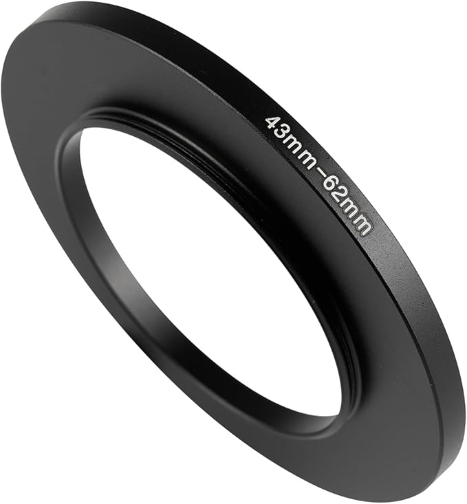 43-62mm Metal Step-Up Ring Adapter Compatible with Mirrorless Cameras DSLR Lens, UV CPL ND Filter Thread Converter, Black