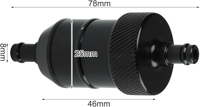 8MM Aluminum Alloy Inline for Fuel Filter with 5 Reusable Elements for Motorcycle and Outdoor Power Equipment
