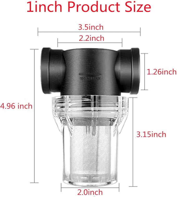 Sediment Filter Pressure Washer Filter Stainless Steel Filter 40Mesh Screen for Outdoor Gardening Inlet Water 1 Inch Female Thread Connector