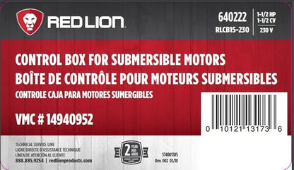 Red Lion RLCB15-230 1.5-HP 230-Volt VMC Control Box for Submersible Well Pump, Grey, 640222