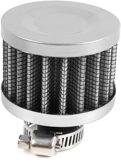 MUGE RACING 2Pcs Air Filter Cold Air Intake Filter Breather 12mm Valve Cover Breather Filter For Car and Motorcycle (Sliver)