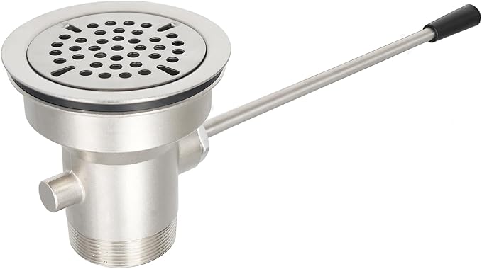 3-1/2 Inch Commercial Sink Drain with Lever Handle Kitchen Sink Opening Waste Drain Valve Stopper Prevents Sink Clogged Overflow for 1/2/3 Compartment Sink Style Drains