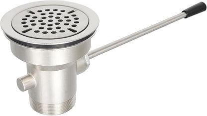 3-1/2 Inch Commercial Sink Drain with Lever Handle Kitchen Sink Opening Waste Drain Valve Stopper Prevents Sink Clogged Overflow for 1/2/3 Compartment Sink Style Drains