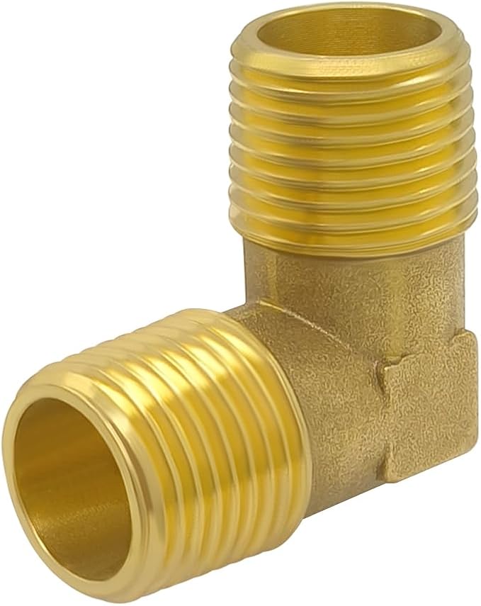 Hooshing 2PCS 90 Degree Street Elbow 1/2" NPT Male to 1/2" NPT Male Solid Brass Pipe Fitting