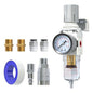 AIRZOE 1/4"NPT Air Filter Regulator Combo Piggyback,5 Micron Brass Element, Semi-Auto Drain,Air Pressure Regulator AW2000-02,0-150 psi Gauge