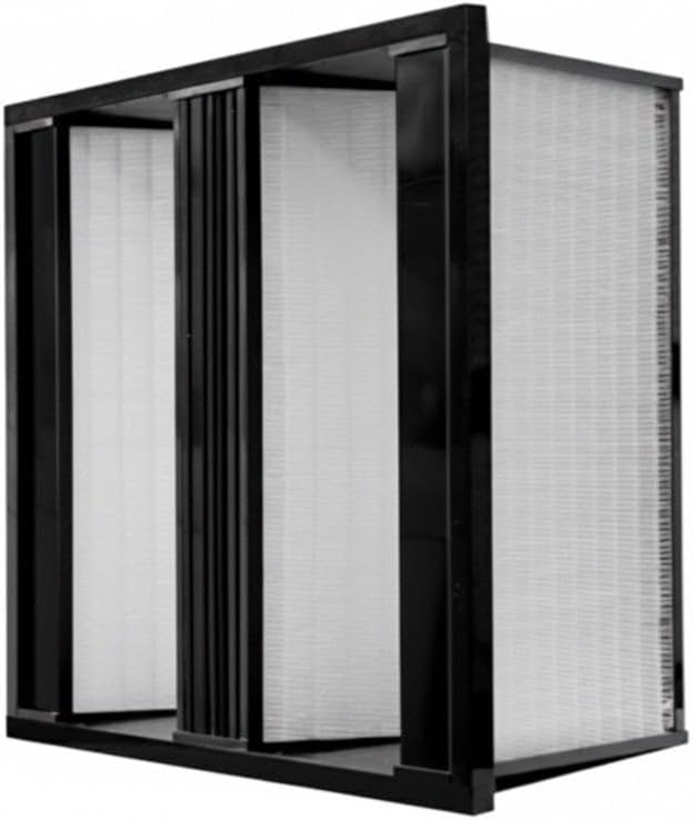Synthetic Mini Pleat Rigid V-Bank Air Filter 24x20x12 (4V) – MERV 15 ASHRAE 52.2 High-Efficiency HVAC Filter for Commercial, Industrial, Hopsitals & Cleanroom Use