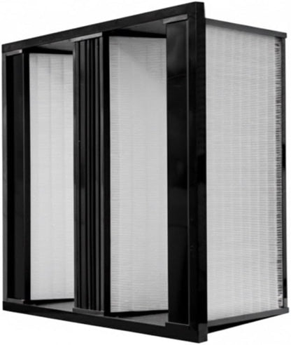 Synthetic Mini Pleat Rigid V-Bank Air Filter 24x24x12 (4V) – MERV 15 ASHRAE 52.2 High-Efficiency HVAC Filter for Commercial, Industrial, Hopsitals & Cleanroom Use