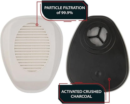 MaxPro P-3-O Replacement Filters - Carbon Activated Charcoal Filter Set - Bayonet Style Attachment - Filters Organic Vapors, Inorganic Vapors, Acidic Gases, Ammonia, 99.97% Particulates