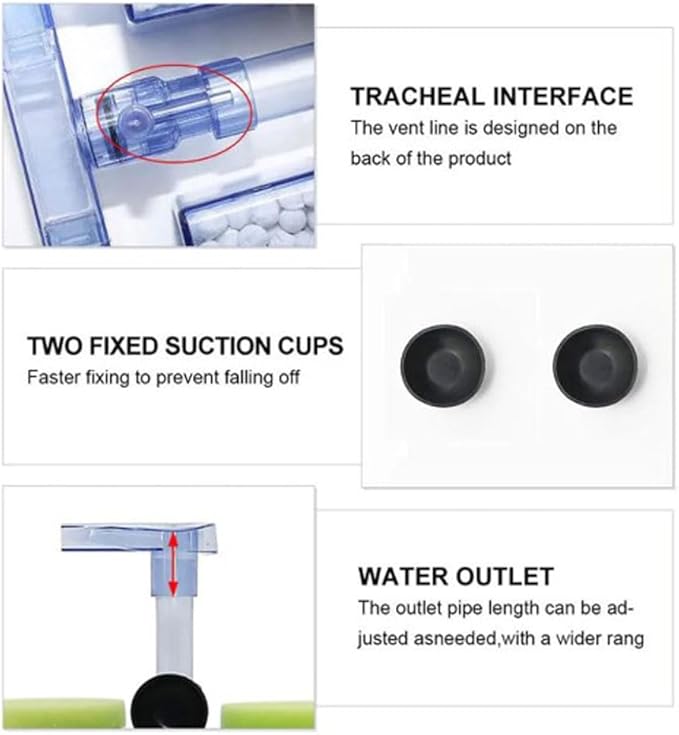 Multi Layer Filter Media Biochemical Dual Sponge Filter for Betta Fry Aquarium Fish Tank Up to 50 Gallon (2-Pack)