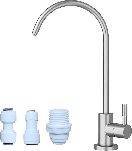 Kitchen Sink Faucet with Pull - Down Sprayer, 2 - Handle 3 - in - 1 Kitchen Sink Filter Faucet, Cold and Hot Mixer Drinking Water Faucet (Filter Faucet, Brushed Nickel)
