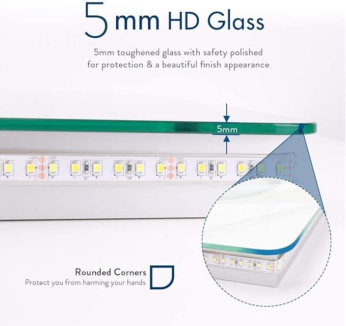 Illuminated LED Bathroom Mirror, Wall Mounted Backlit Makeup Vanity Mirror with Demister Pad and Touch Sensor 3X Magnifying Compatible with Makeup Hairdressing Shaving Bathroom Mirror,Mirrors