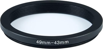 49mm to 43mm Step-Down Ring Filter Adapter for All Brands UV ND CPL Metal Ring Step-Down Rings Adapter Filter (49mm-43mm)