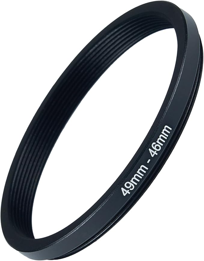 49mm to 46mm Step Up Ring Filter Adapter Black Metal Step up Adapter Rings Compatible with All Brand UV CPL ND Camera Lens Filter Step Down Ring (49mm-46mm)
