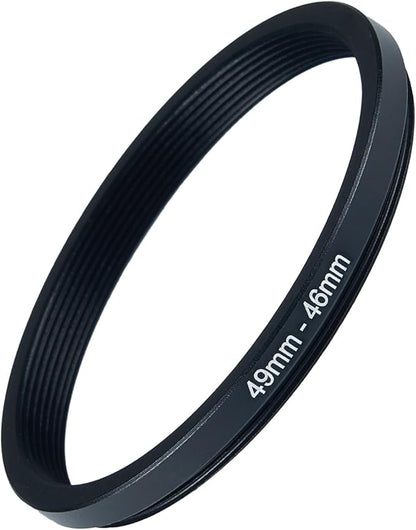 49mm to 46mm Step Up Ring Filter Adapter Black Metal Step up Adapter Rings Compatible with All Brand UV CPL ND Camera Lens Filter Step Down Ring (49mm-46mm)