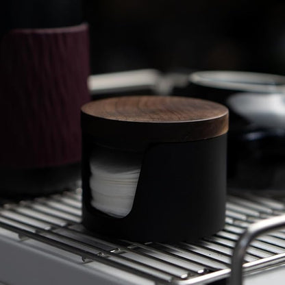 Espresso Paper Filter Holder Coffee Filter Holder with Lid Compatible with 51mm/53mm/54mm/58mm Round Disposable Puck Screen Paper Filters (Black)