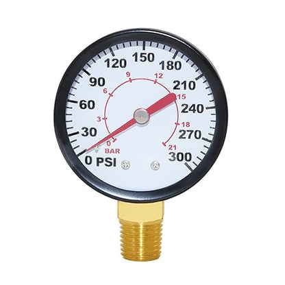 Joywayus Pressure Gauge 0 to 300 PSI Brass 1/4" Male NPT Thread Lower Mount, Multiple Function