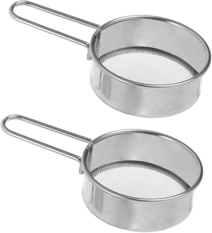 2pcs Stainless Steel Powdered Sugar Sieve Flour Sieve Sugar Sifter Baking Filter Light Strong Non-slip Handles