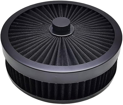 X-AVION Full Flow Round 9''X2'' Air Filter Assembly Kit Black Washable and Resuable Air Cleaner with Mounting Stud & Wing Nut Kit Air Cleaner for 4 Barrel Carburetor V8 Chevy Fοrd
