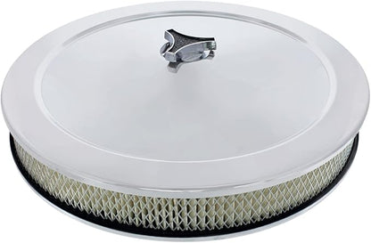 United Pacific S1108 14" Chrome Round Air Cleaner Assembly
