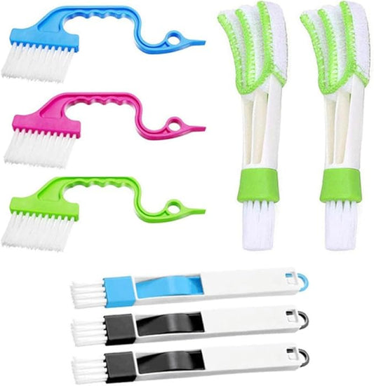 VILLCASE 8pcs Window Groove Cleaning Brush Set Stiff Bristles for Wet and Dry Use, Narrow Slot Scrubber Brushes for Window Tracks and Gaps, Household Cleaning Tools for Home and Office