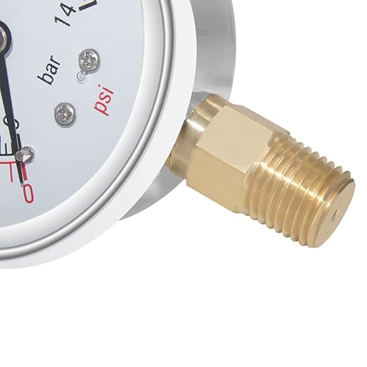 Joywayus Pressure Gauge 0-200 PSI Brass 1/4" NPT Male Thread Lower Mount, Glycerin Filled, Stainless Steel Case, Multiple Function