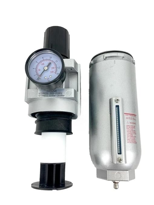 FR926N 3/4" Industrial Pressure Regulator/Particulate Filter Water Trap Manual Drain - for Compressed Air Treatment - Air Pressure Regulators Combo - 160 CFM Flow Rate, 250 PSI Max Input, 11 oz